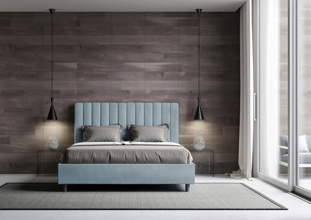 BS COM Letto una piazza e mezza con rete imbottito 130x200 microfibra azzurro - Image 4