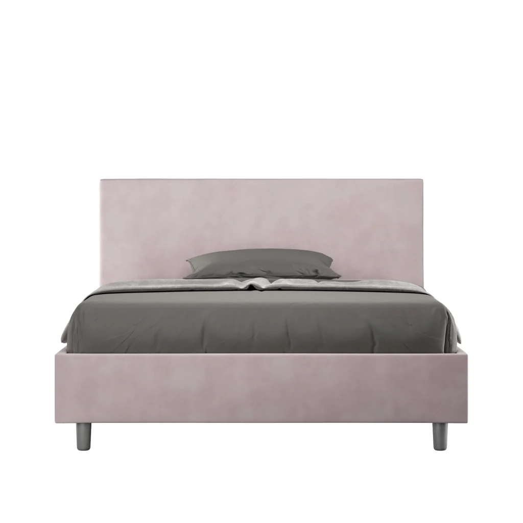 BS COM Letto una piazza e mezza con rete imbottito 130x200 microfibra glicine