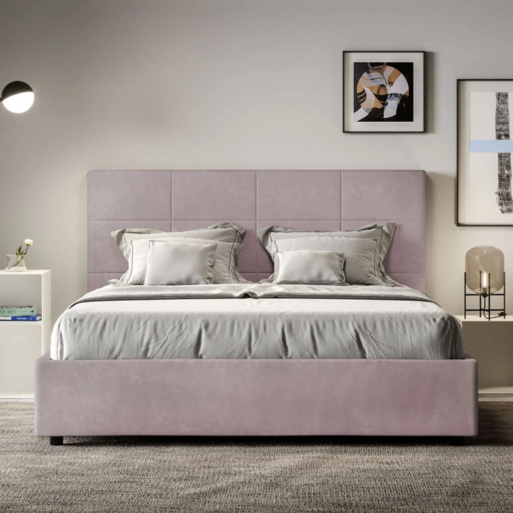 BS COM Letto una piazza e mezza con rete imbottito 130x200 microfibra glicine - Image 4