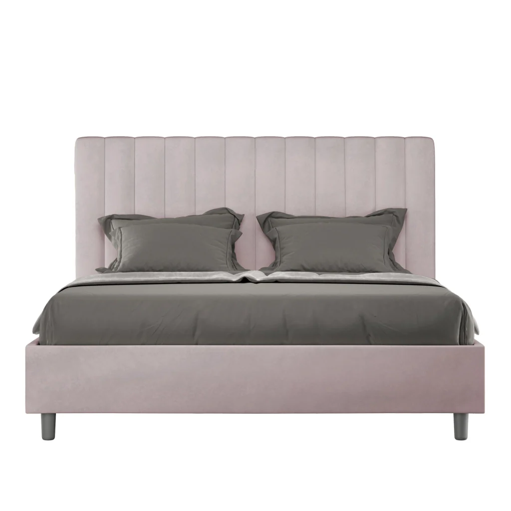 BS COM Letto una piazza e mezza con rete imbottito 130x210 microfibra glicine