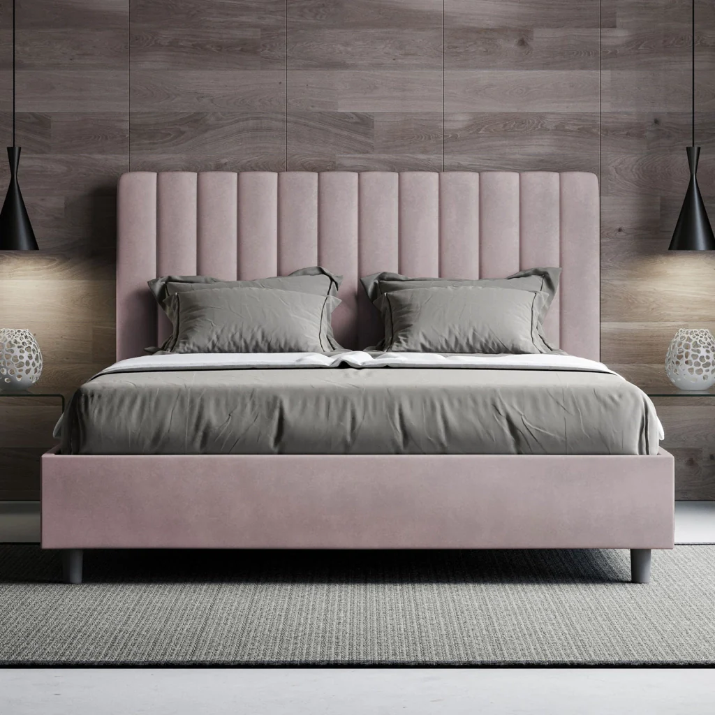 BS COM Letto una piazza e mezza con rete imbottito 130x210 microfibra glicine - Image 3