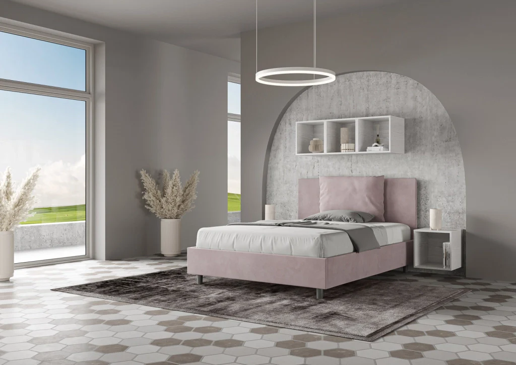 BS COM Letto una piazza e mezza con rete imbottito 130x210 microfibra glicine - Image 4
