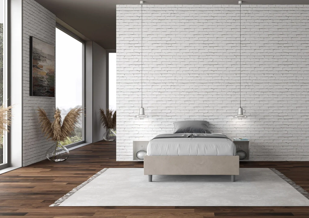 BS COM Letto una piazza e mezza contenitore imbottito 110x190 microfibra sabbia - Image 4