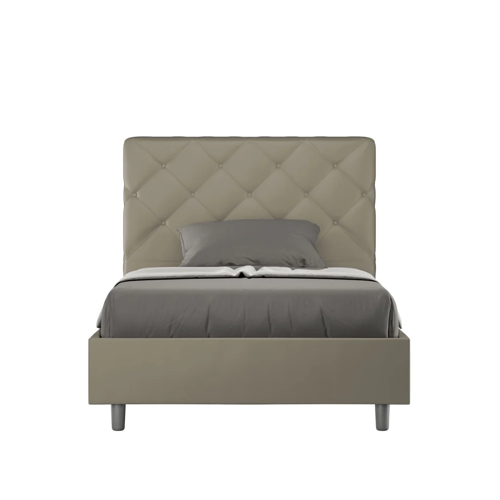 BS COM Letto una piazza e mezza contenitore imbottito 110x190 similpelle cappuccino