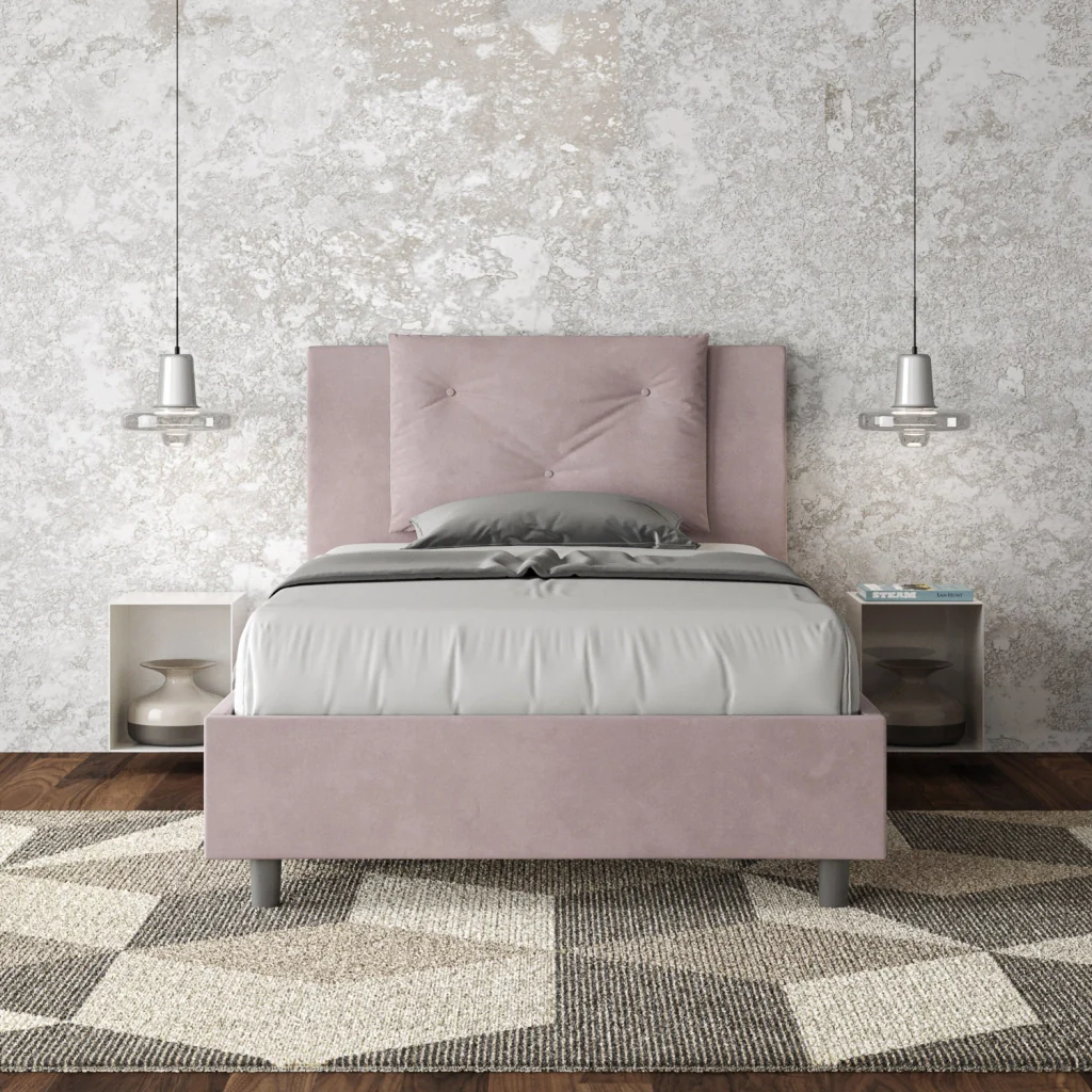 BS COM Letto una piazza e mezza contenitore imbottito 110x200 microfibra glicine - Image 2