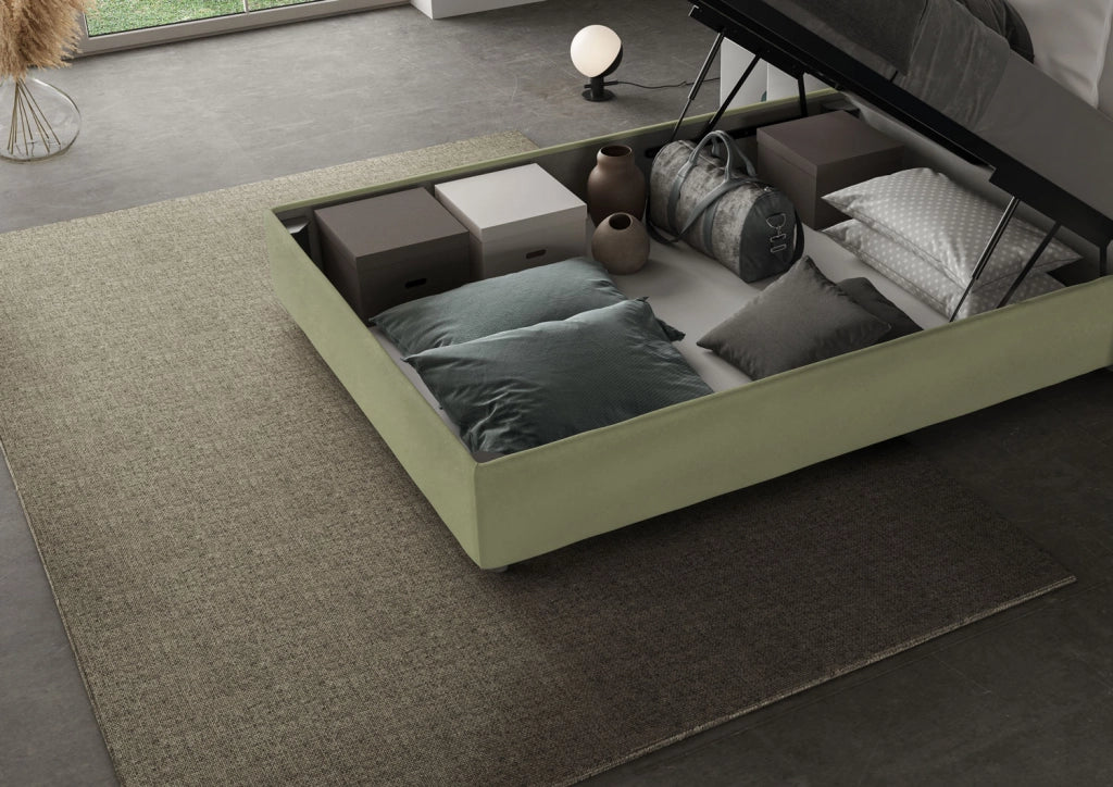 BS COM Letto una piazza e mezza contenitore imbottito 110x200 microfibra tè verde - Image 2