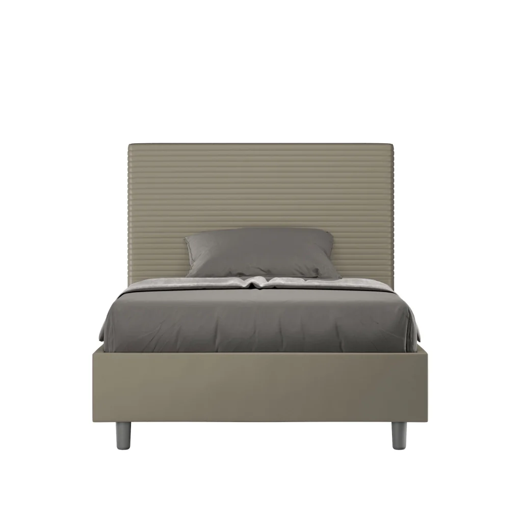 BS COM Letto una piazza e mezza contenitore imbottito 110x200 similpelle cappuccino