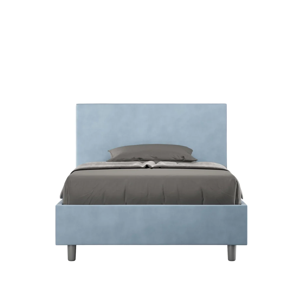 BS COM Letto una piazza e mezza contenitore imbottito 110x210 microfibra azzurro