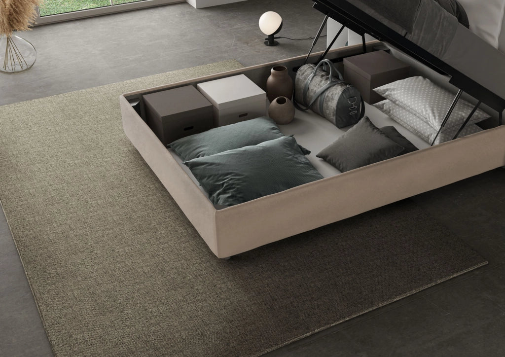 BS COM Letto una piazza e mezza contenitore imbottito 110x210 microfibra sabbia - Image 3