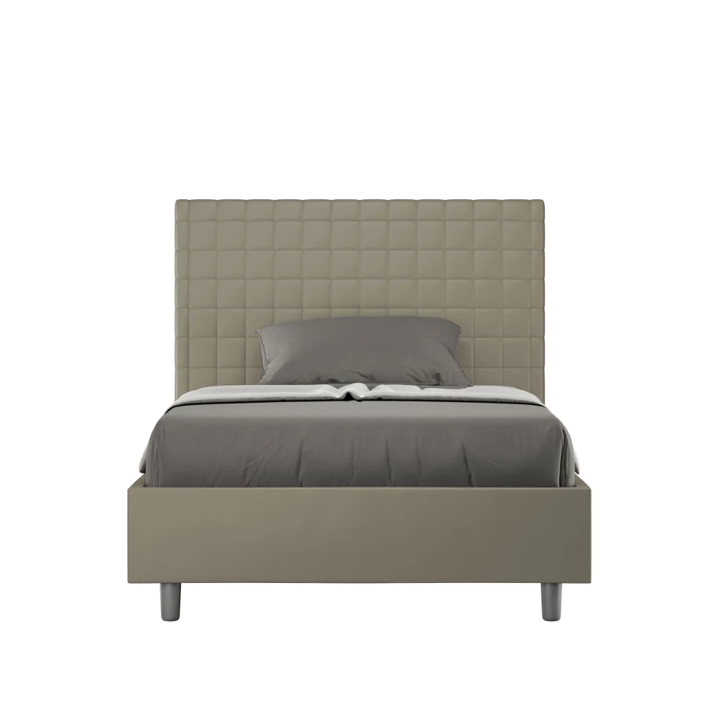 BS COM Letto una piazza e mezza contenitore imbottito 110x210 similpelle cappuccino