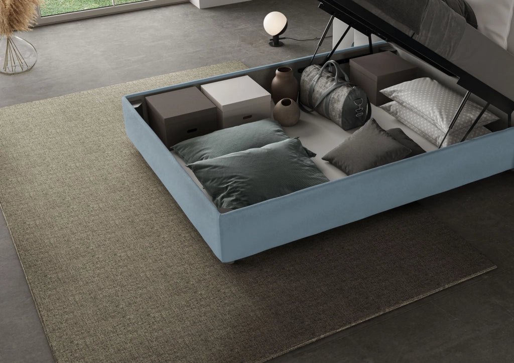 BS COM Letto una piazza e mezza contenitore imbottito 120x200 microfibra azzurro - Image 5