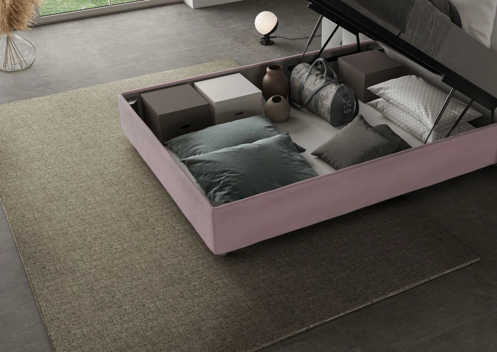 BS COM Letto una piazza e mezza contenitore imbottito 120x200 microfibra glicine - Image 2
