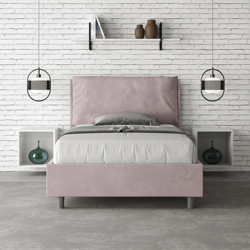 BS COM Letto una piazza e mezza contenitore imbottito 120x200 microfibra glicine - Image 2