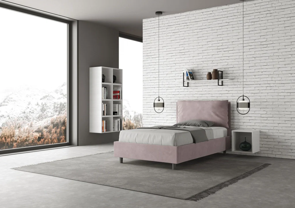 BS COM Letto una piazza e mezza contenitore imbottito 120x200 microfibra glicine - Image 4