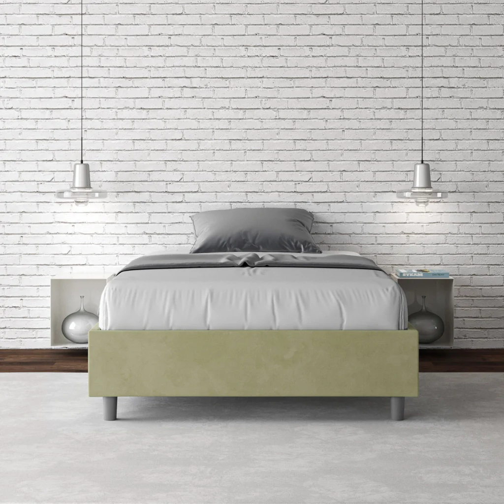 BS COM Letto una piazza e mezza contenitore imbottito 120x200 microfibra tè verde - Image 3
