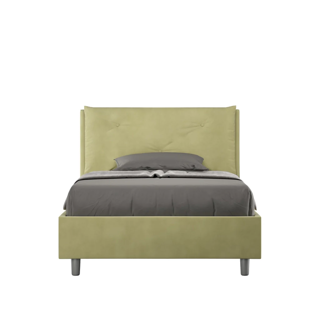 BS COM Letto una piazza e mezza contenitore imbottito 120x200 microfibra tè verde