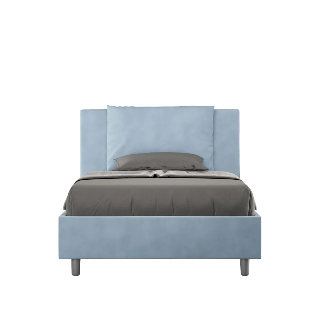 BS COM Letto una piazza e mezza contenitore imbottito 120x210 microfibra azzurro