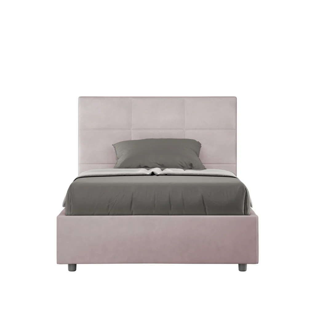 BS COM Letto una piazza e mezza contenitore imbottito 120x210 microfibra glicine