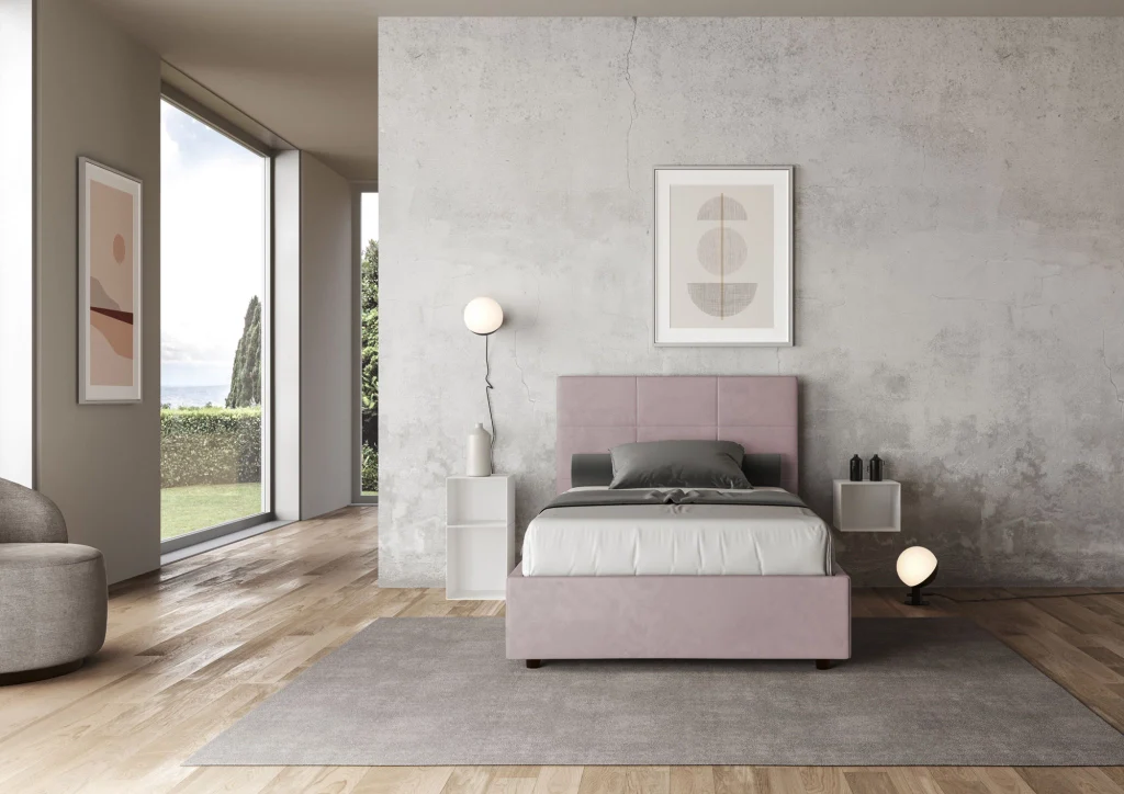 BS COM Letto una piazza e mezza contenitore imbottito 120x210 microfibra glicine - Image 4