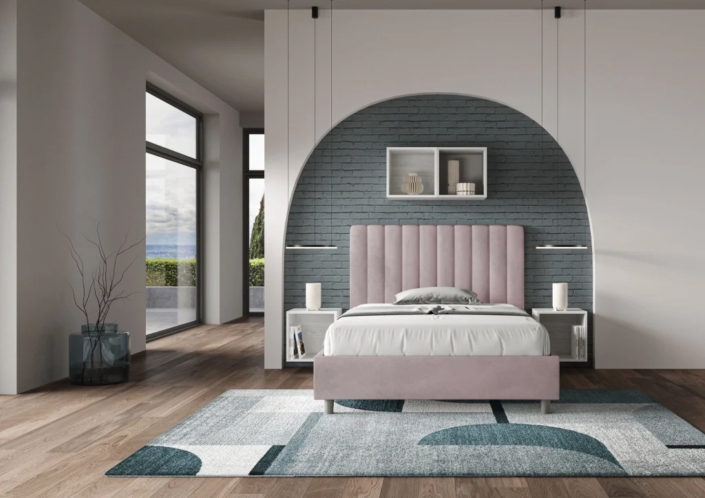 BS COM Letto una piazza e mezza contenitore imbottito 120x210 microfibra glicine - Image 2