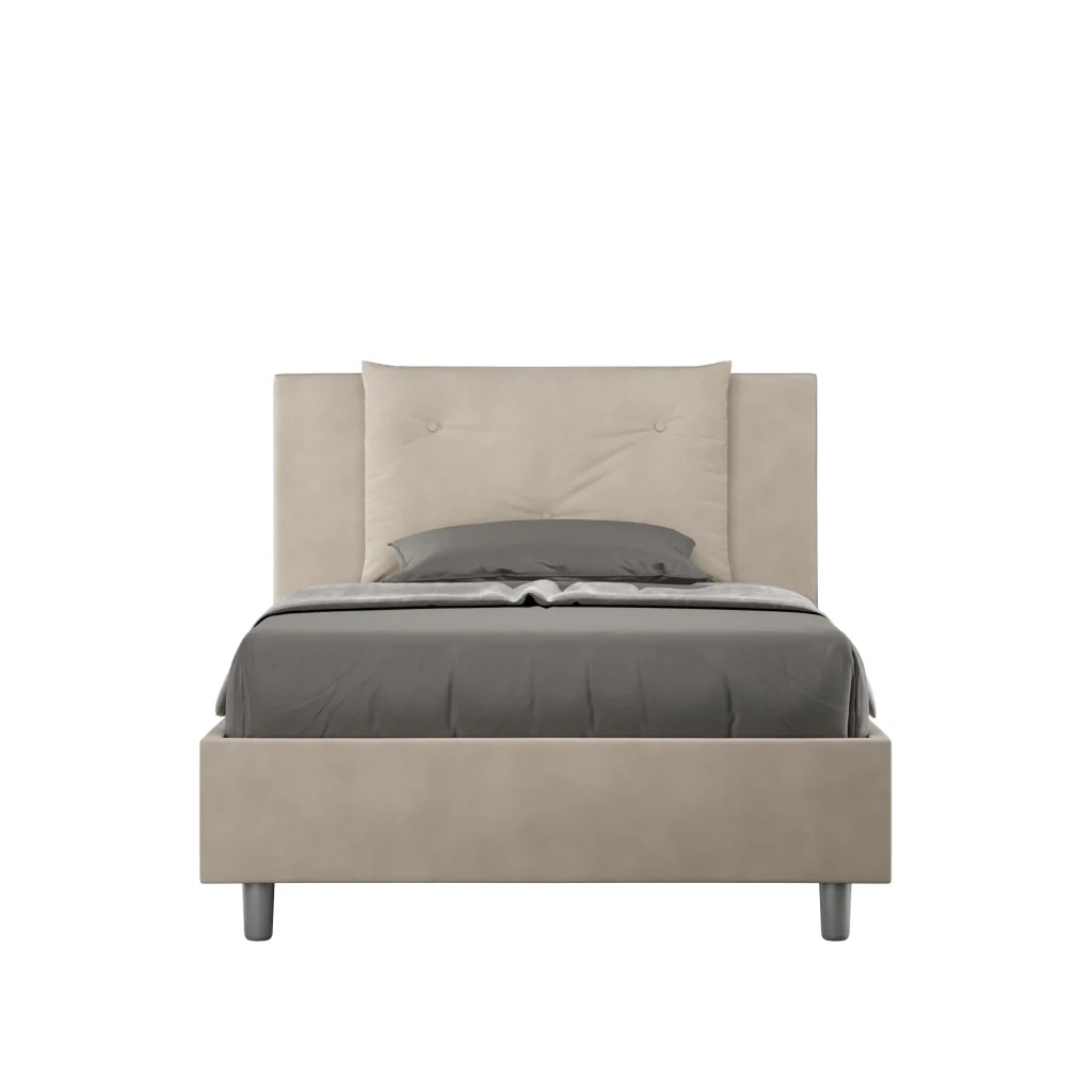BS COM Letto una piazza e mezza contenitore imbottito 120x210 microfibra sabbia