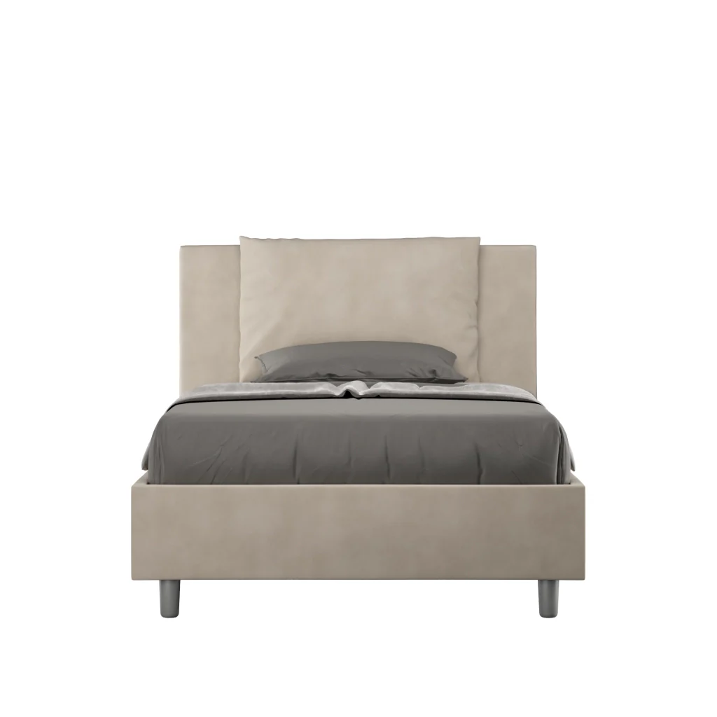 BS COM Letto una piazza e mezza contenitore imbottito 120x210 microfibra sabbia