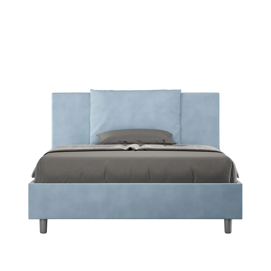 BS COM Letto una piazza e mezza contenitore imbottito 130x190 microfibra azzurro