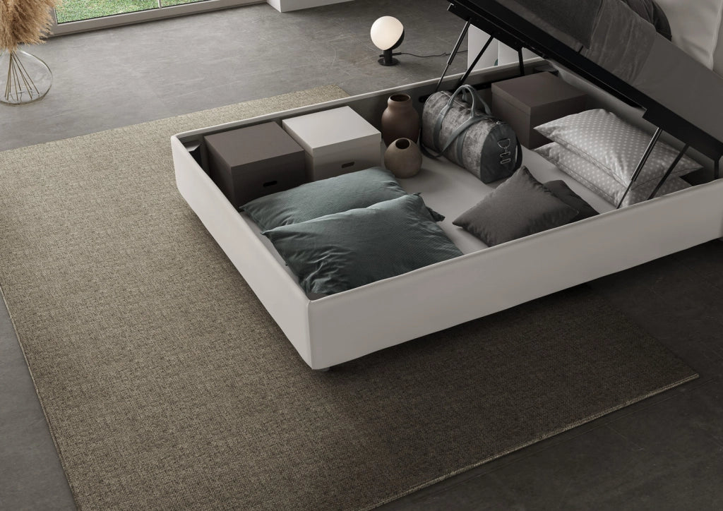 BS COM Letto una piazza e mezza contenitore imbottito 130x190 similpelle bianco - Image 4