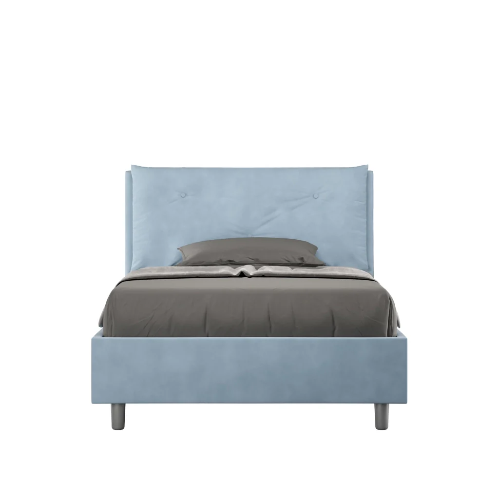 BS COM Letto una piazza e mezza contenitore imbottito 130x200 microfibra azzurro Large