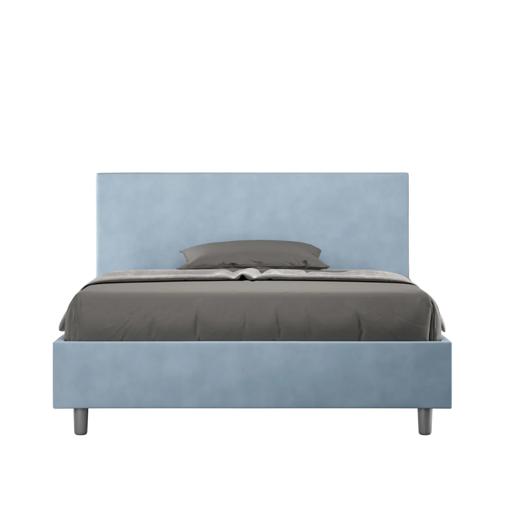 BS COM Letto una piazza e mezza contenitore imbottito 130x210 microfibra azzurro