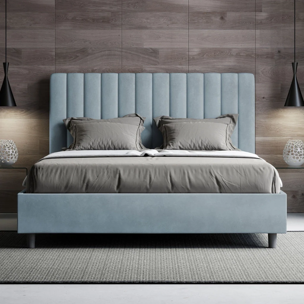 BS COM Letto una piazza e mezza contenitore imbottito 130x210 microfibra azzurro - Image 4