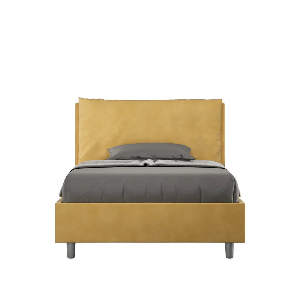 BS COM Letto una piazza e mezza contenitore imbottito 130x210 microfibra ocra Large