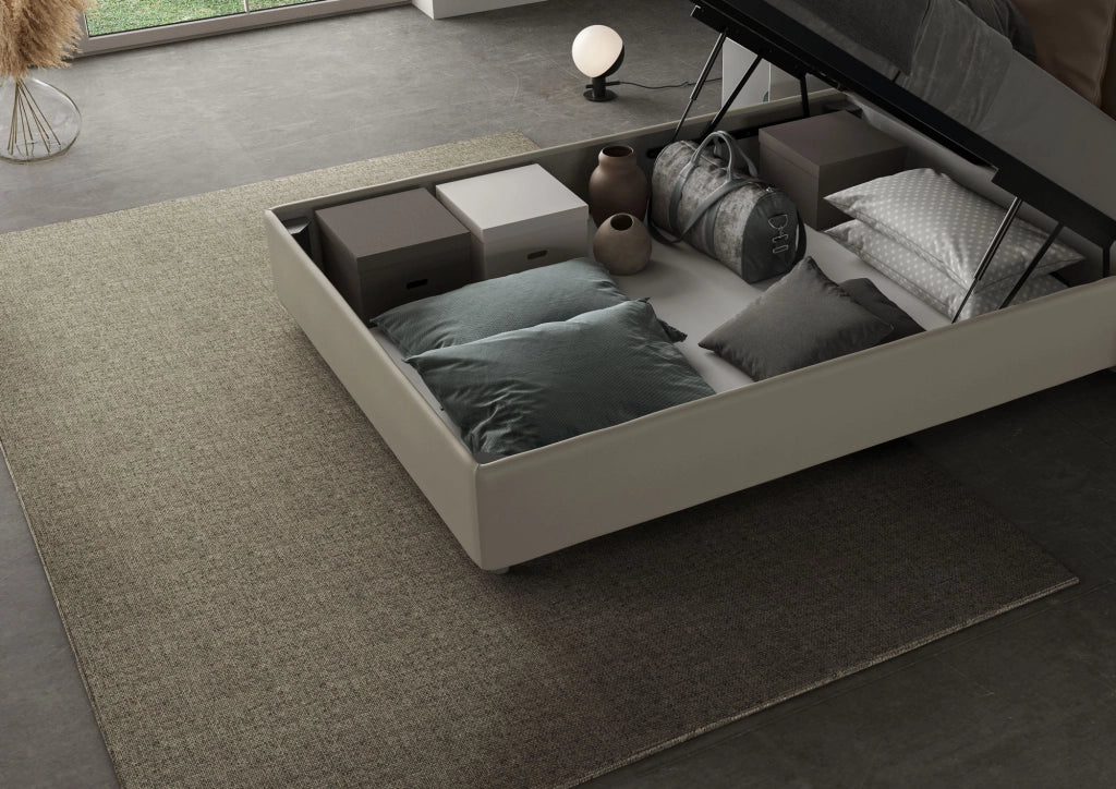 BS COM Letto una piazza e mezza contenitore imbottito 130x210 similpelle cappuccino - Image 2
