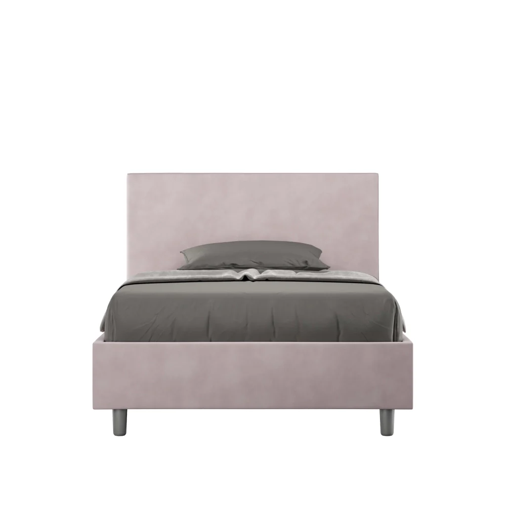 BS COM Letto una piazza e mezza senza rete imbottito 110x190 microfibra glicine