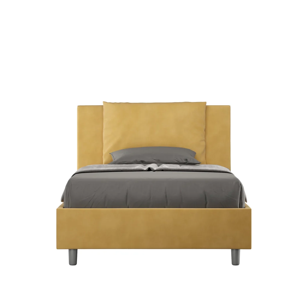BS COM Letto una piazza e mezza senza rete imbottito 110x190 microfibra ocra