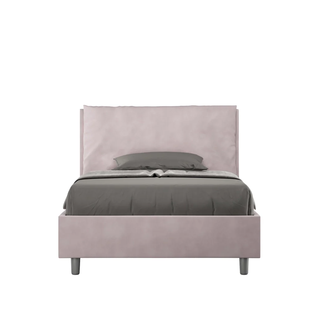 BS COM Letto una piazza e mezza senza rete imbottito 110x200 microfibra glicine