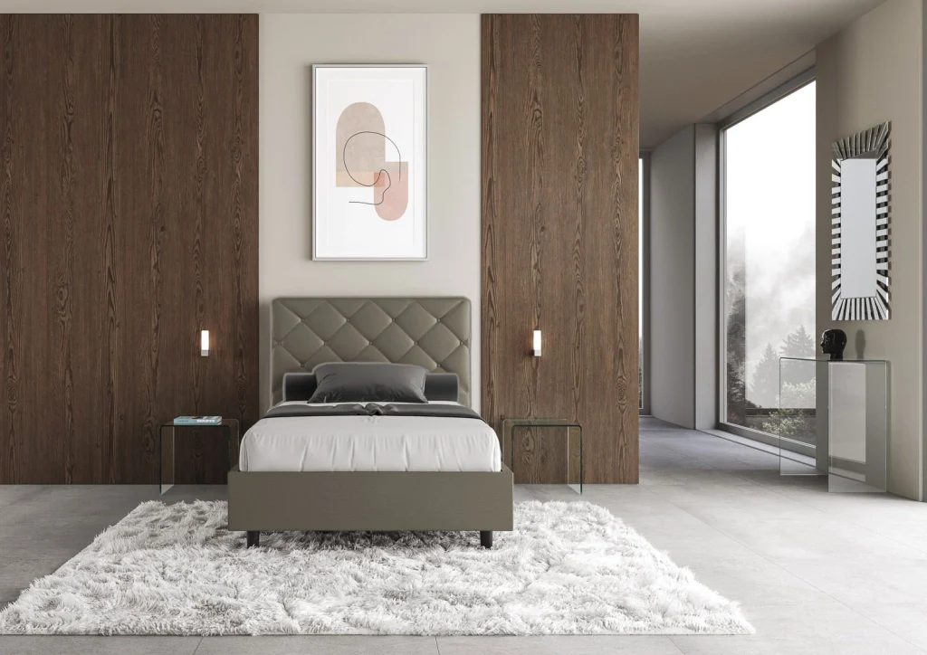 BS COM Letto una piazza e mezza senza rete imbottito 110x210 similpelle cappuccino - Image 3
