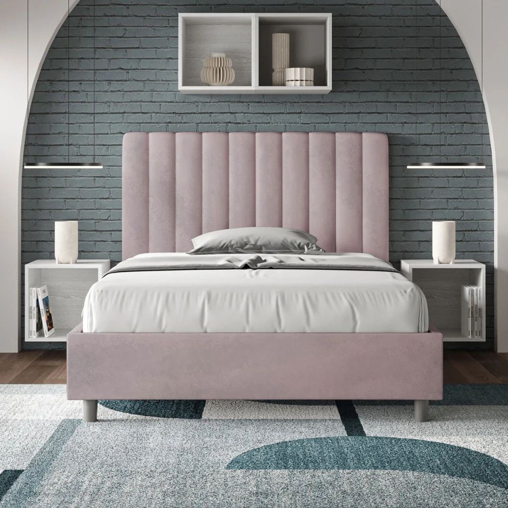 BS COM Letto una piazza e mezza senza rete imbottito 120x190 microfibra glicine - Image 2