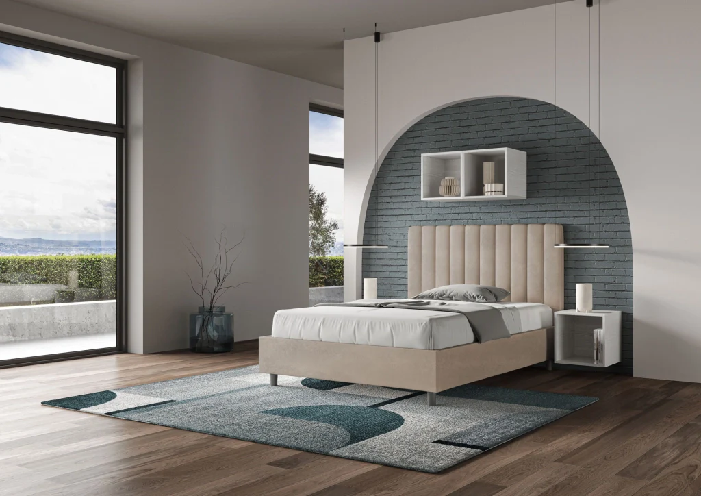 BS COM Letto una piazza e mezza senza rete imbottito 120x200 microfibra sabbia - Image 3