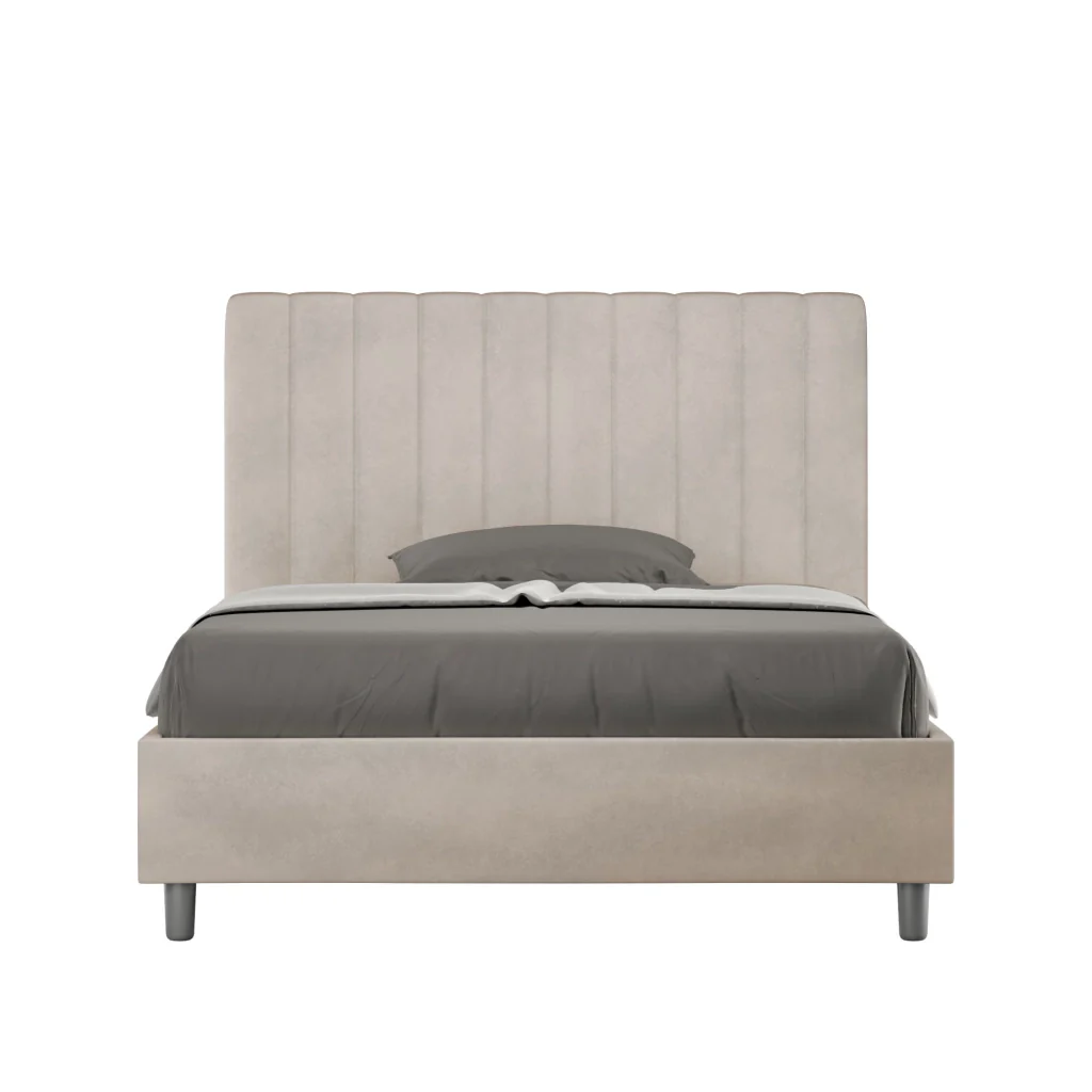 BS COM Letto una piazza e mezza senza rete imbottito 120x210 microfibra sabbia