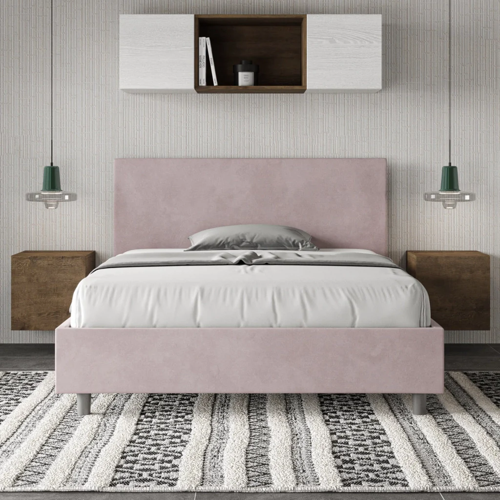 BS COM Letto una piazza e mezza senza rete imbottito 130x200 microfibra glicine - Image 2