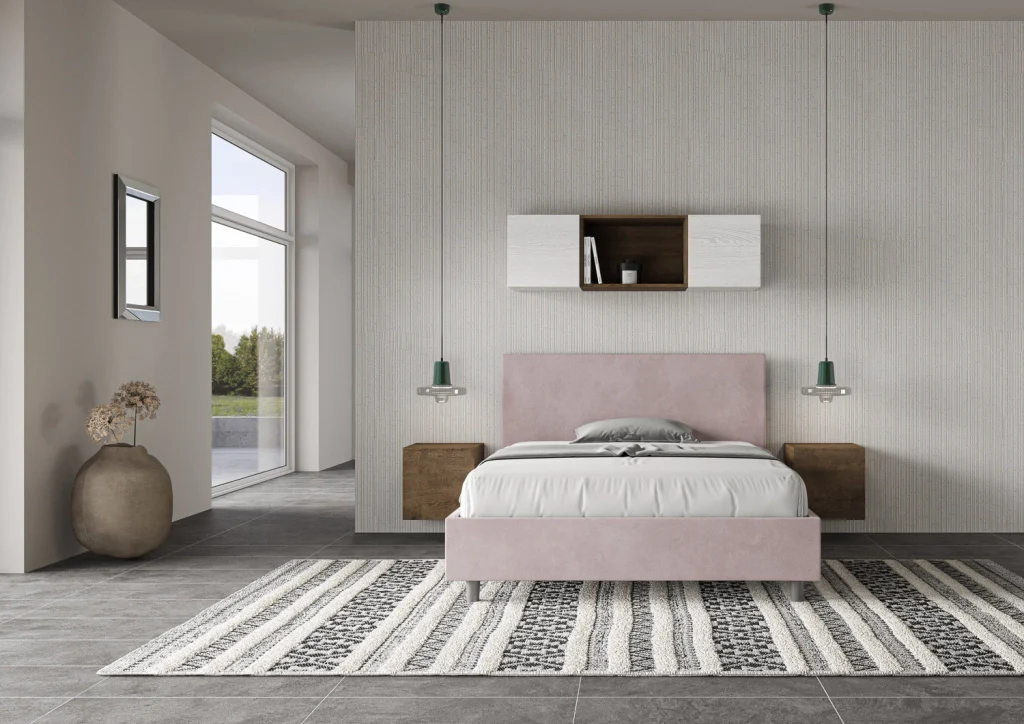 BS COM Letto una piazza e mezza senza rete imbottito 130x200 microfibra glicine - Image 4
