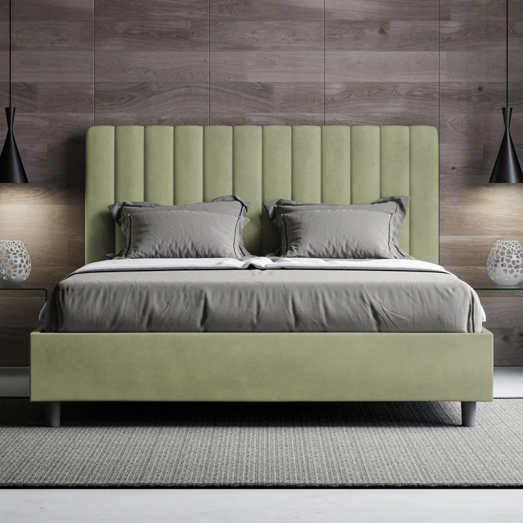 BS COM Letto una piazza e mezza senza rete imbottito 130x200 microfibra tè verde - Image 4