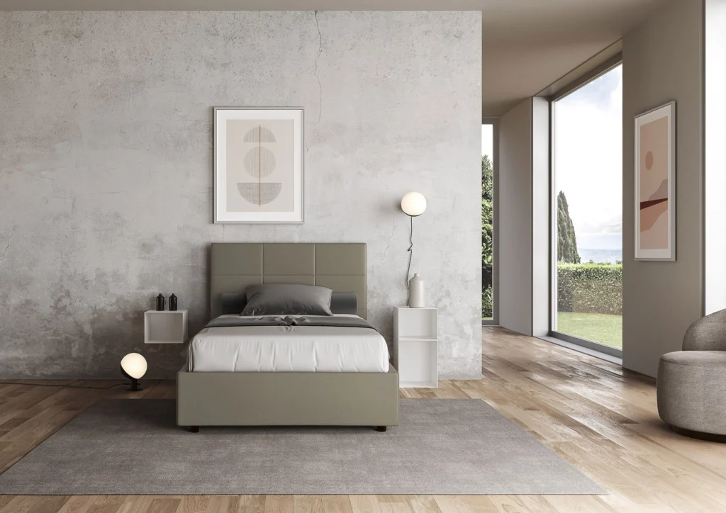 BS COM Letto una piazza e mezza senza rete imbottito 130x200 similpelle cappuccino - Image 4