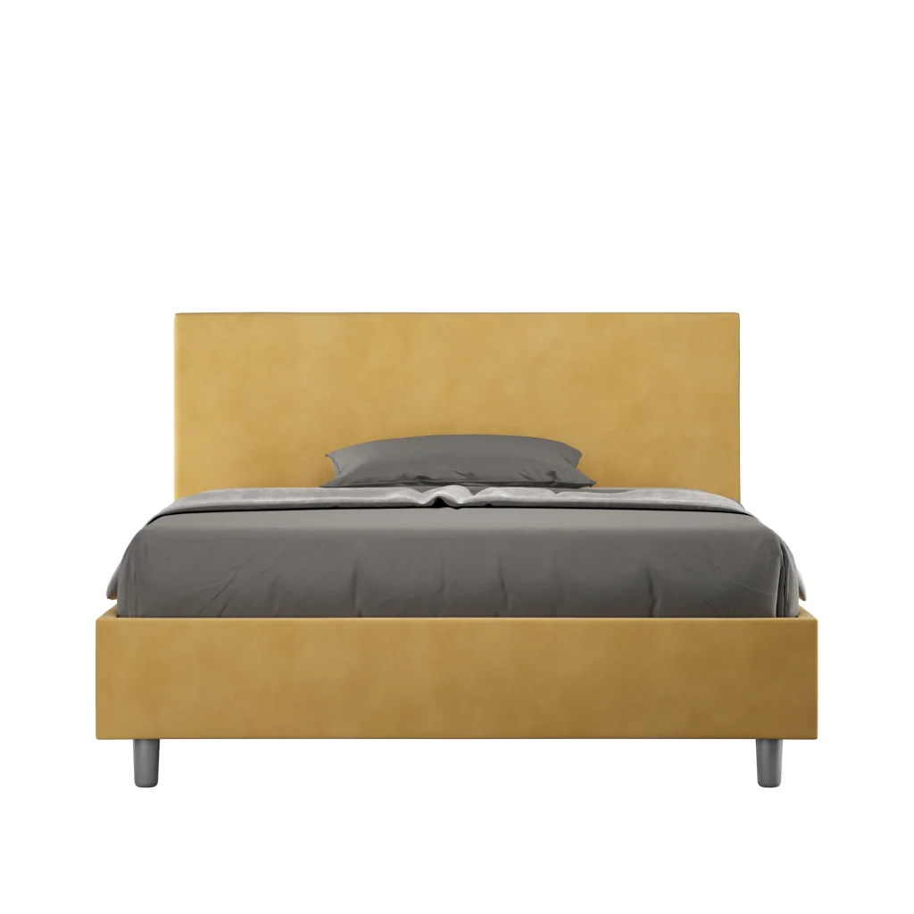 BS COM Letto una piazza e mezza senza rete imbottito 130x210 microfibra ocra