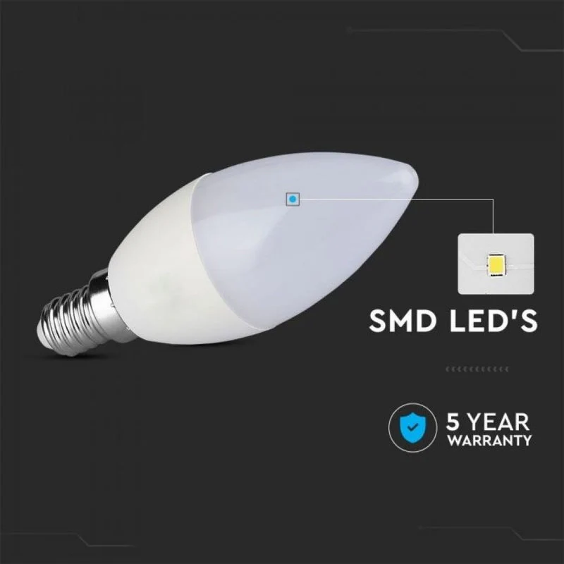 Lampadina LED Chip Samsung E14 C37 5,5W a Candela Dimmerabile SKU-20045, Disponibili 3000K 4000K 6400K (Bianco Neutro 4000K) - Image 2