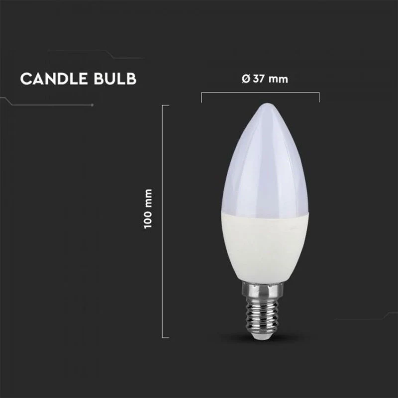 Lampadina LED Chip Samsung E14 C37 5,5W a Candela Dimmerabile SKU-20045, Disponibili 3000K 4000K 6400K (Bianco Neutro 4000K) - Image 5