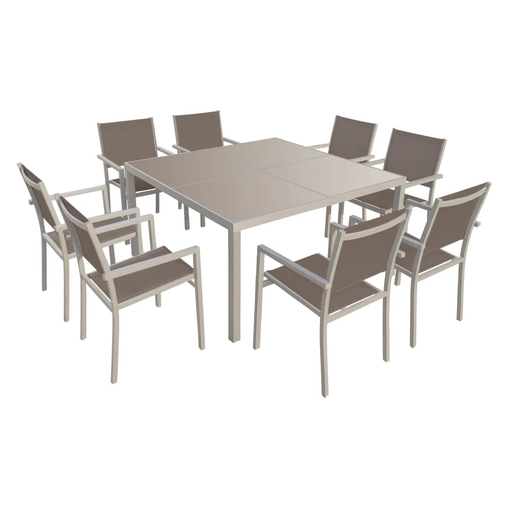 CAGLIARISet di mobili da giardino in textilene taupe 8 posti - alluminio taupe