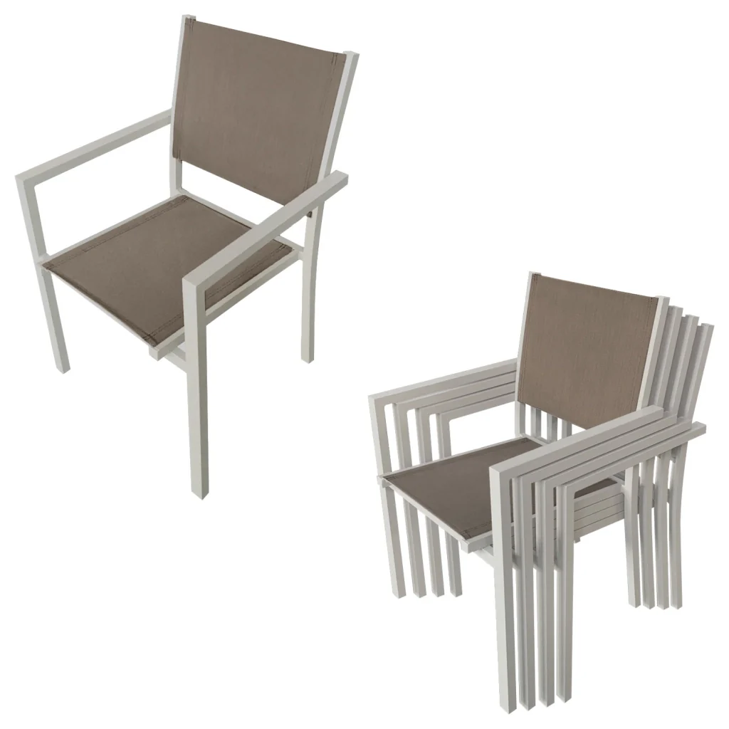 CAGLIARISet di mobili da giardino in textilene taupe 8 posti - alluminio taupe - Image 2