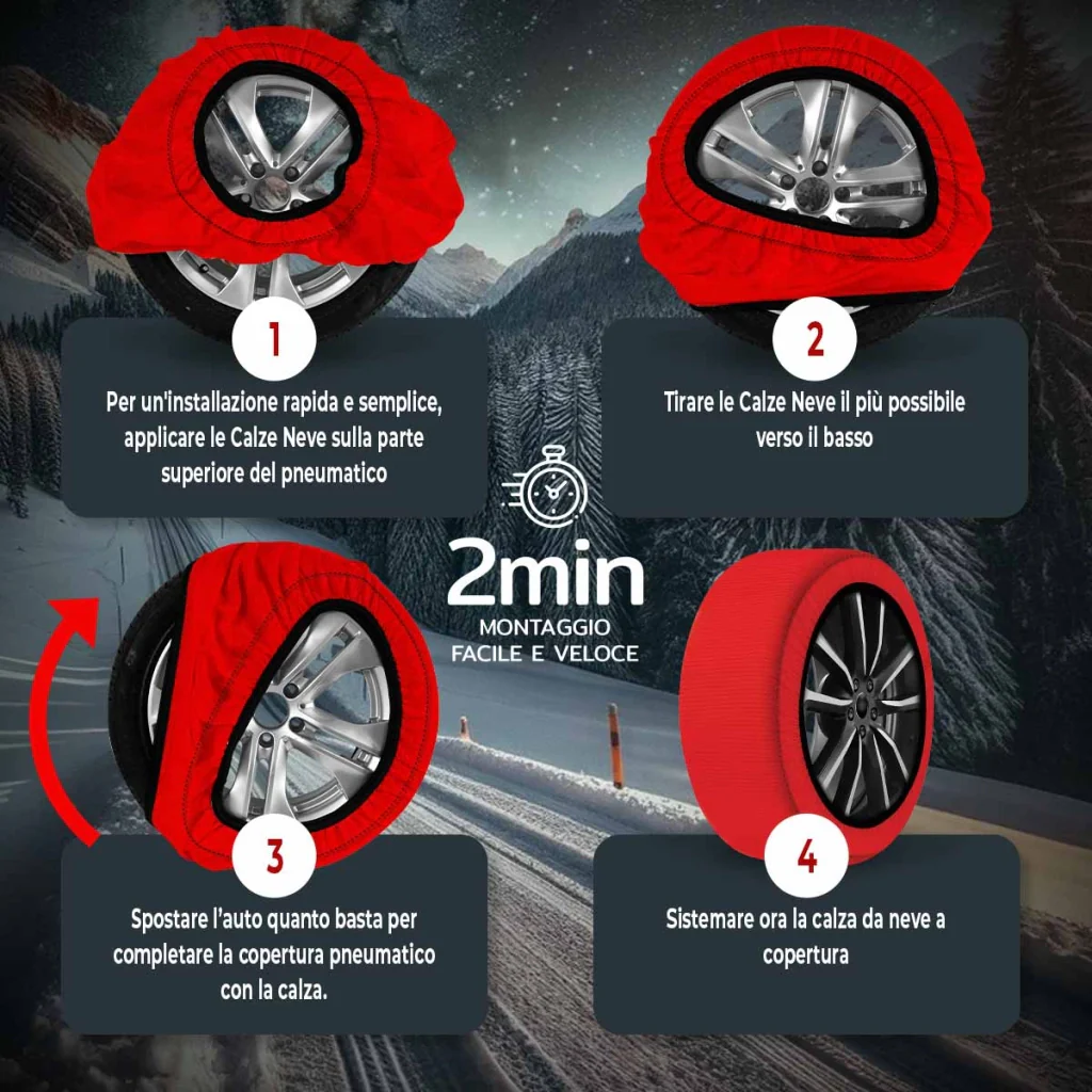 Calze Da Neve per Auto Omologate EN 16662-1 2020 Misura M - Image 2